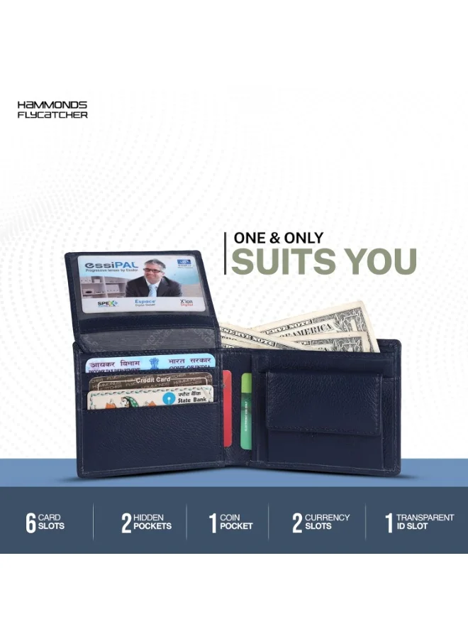 Hammonds Flycatcher  RFID Protected Bi-Fold Wallet for Men Leather Original, Mens Wallet, Leather Wallets for Men, Stylish Purse with 6 Card Slots, 1 ID Slots, Coin Pocket, Mens Gift  | Best Price UAE
